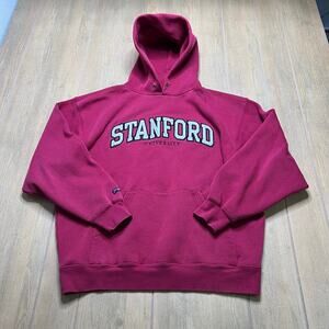 Vintage Stanford University Jansport Hoodie Mens Large Red Pullover Y2K